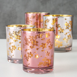 Windlicht "Sakura" SET, bestehend aus 2 lackierten Gläsern